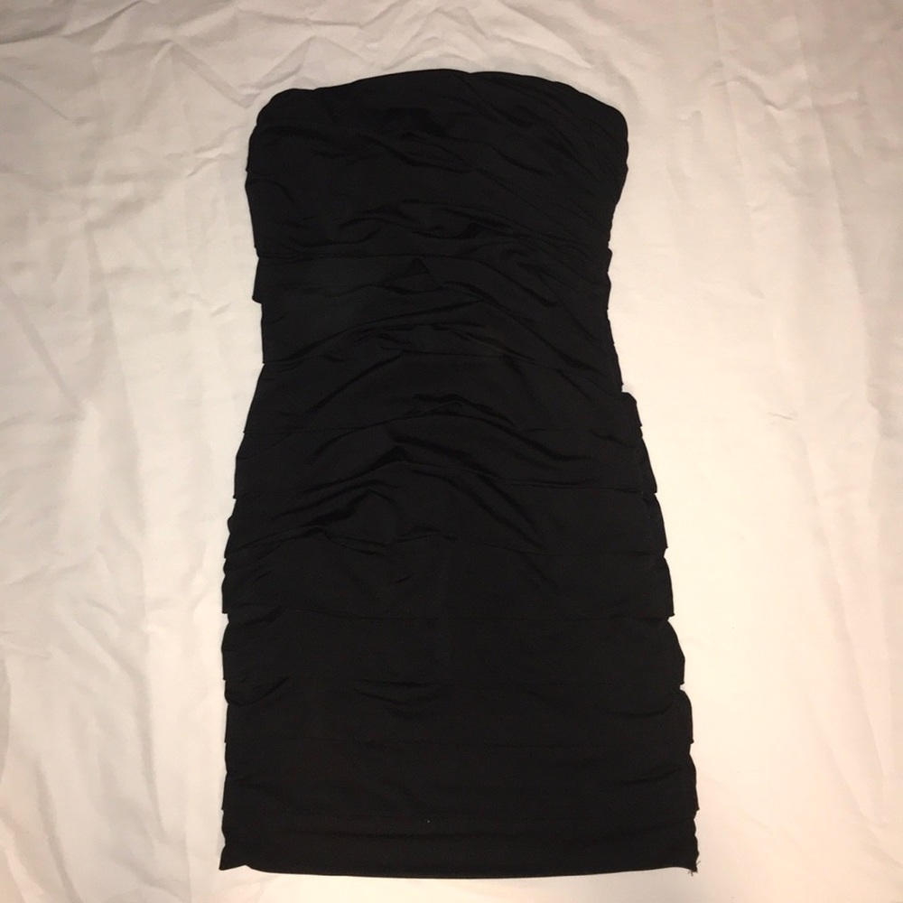 Nordstrom Black Ruched Fitted Dress.
